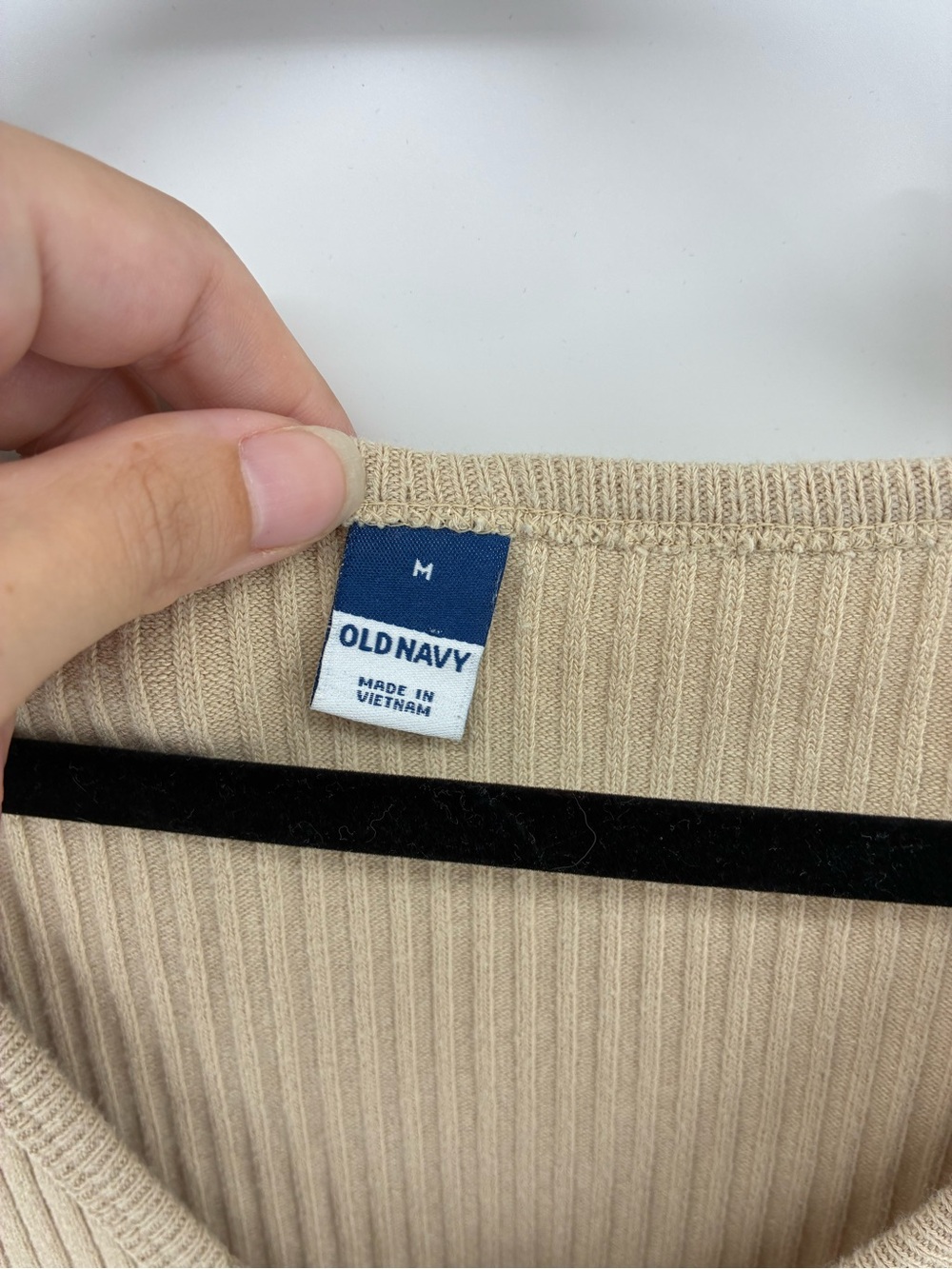 Ribbed V-Neck Tank Top in Beige - Picture 2 of 6